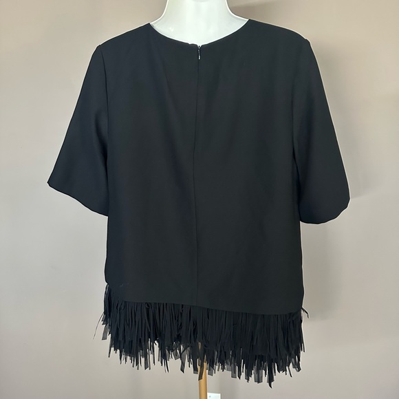 NWT Black Fringe Hem Women's Top - Picture 5 of 9